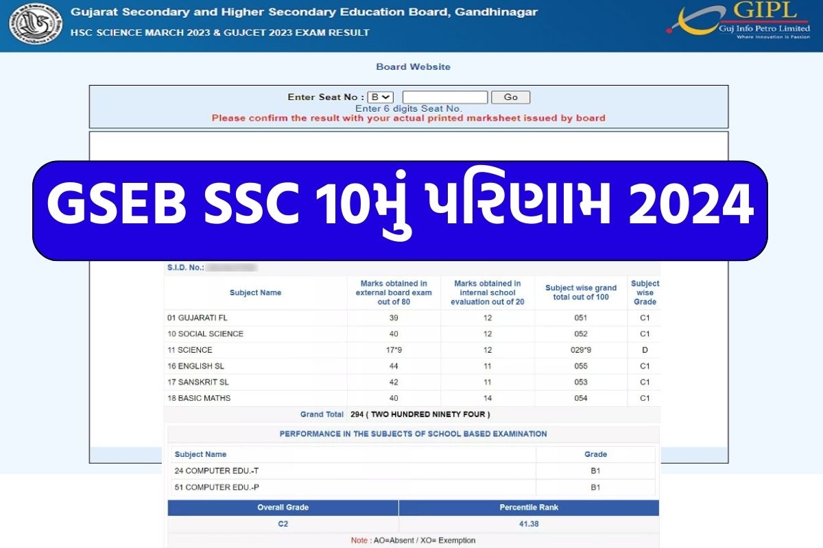 GSEB SSC Result 2024